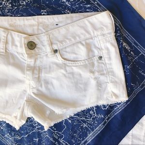 American Eagle White Distressed Shorts